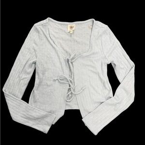 Light Blue Tie-Front Knit Top - Women